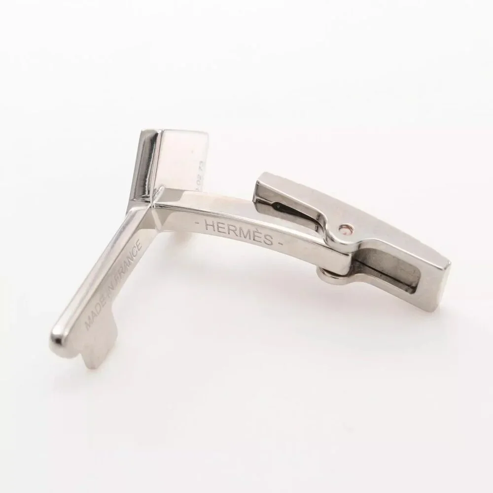 HERMES cuffs metal Silver Black Used mens